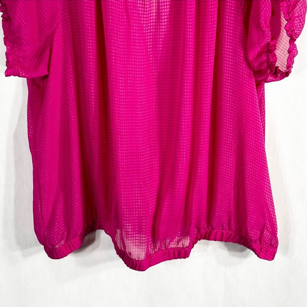 Torrid Plus Size 3X Top Hot Pink Woven Open‎ Back Semi Sheer Elastic NWT 571 - Picture 6 of 10